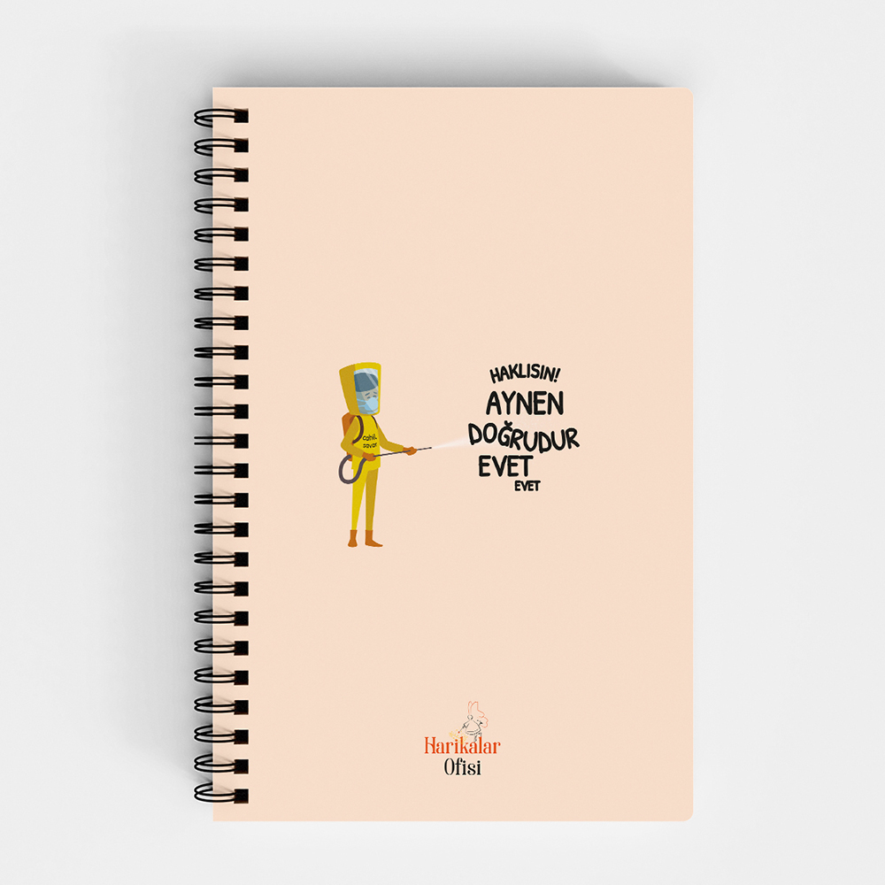Harikalar Ofisi Haklısın! Aynen Doğrudur Evet Evet Temalı 14*19 Çizgili Defter