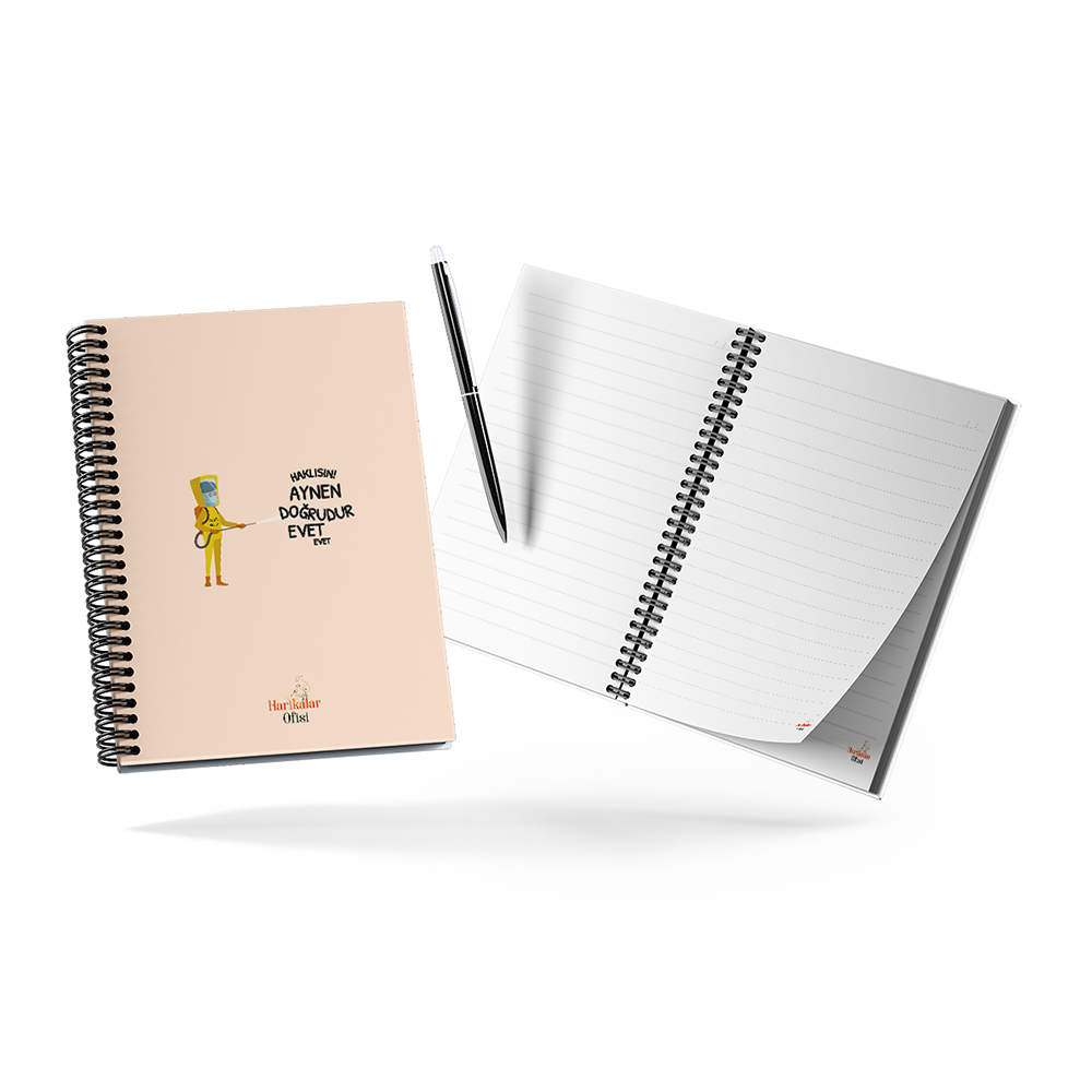 Harikalar Ofisi Haklısın! Aynen Doğrudur Evet Evet Temalı 14*19 Çizgili Defter Harikalar Ofisi Haklısın! Aynen Doğrudur Evet Evet Temalı 14*19 Çizgili Defter