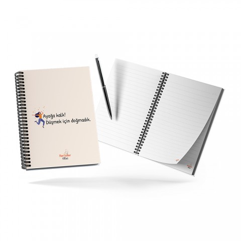 Harikalar Ofisi Ayağa Kalk! Düşmek İçin Doğmadık Temalı 14*19 Çizgili Defter